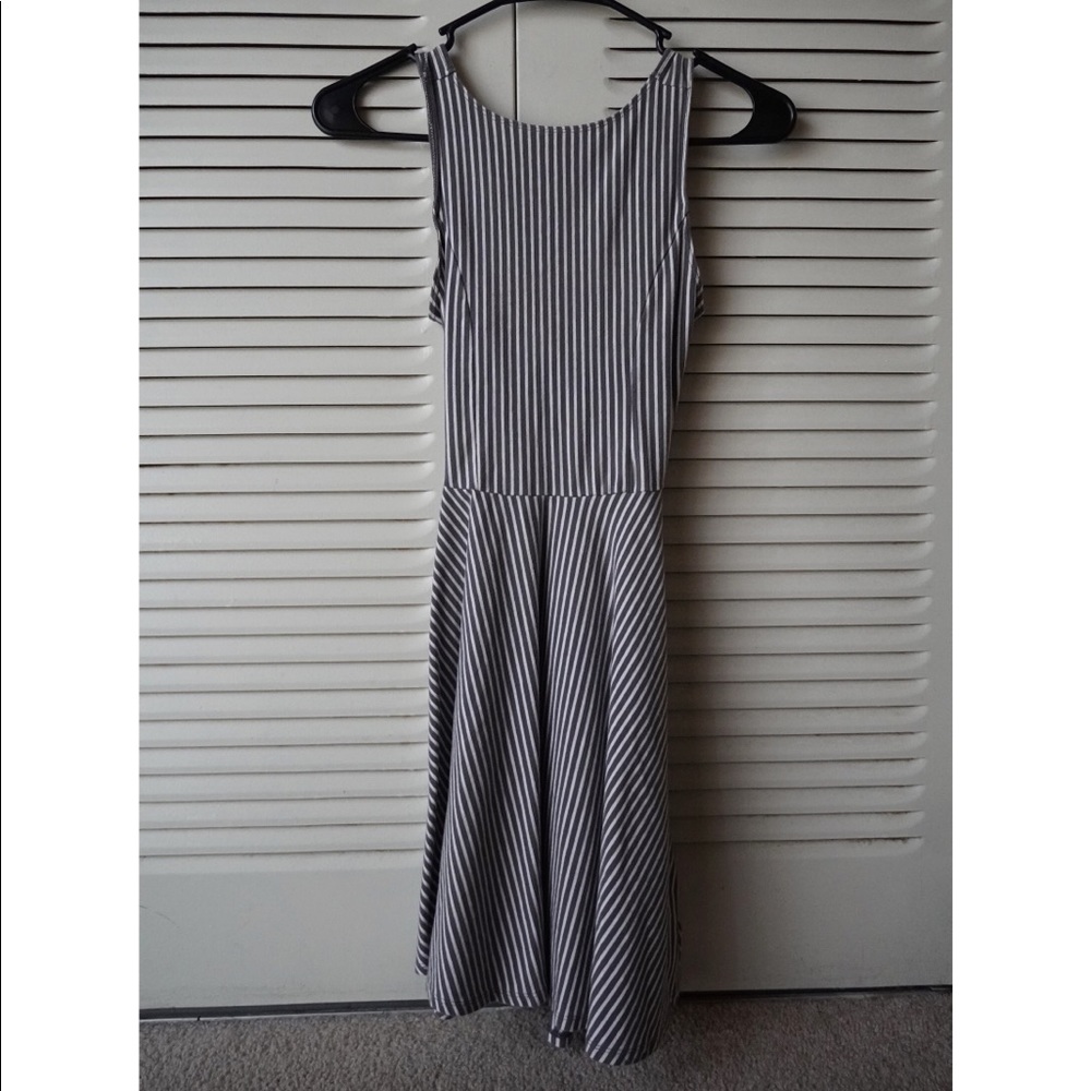 Striped Cross Cutout Skater Dress - Hollister